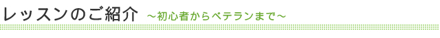 レッスンのご紹介～初心者からベテランまで～